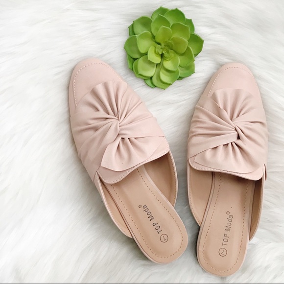 TOP Moda Shoes - TOP MODA Pale Pink Knot Top Mules-Size 7